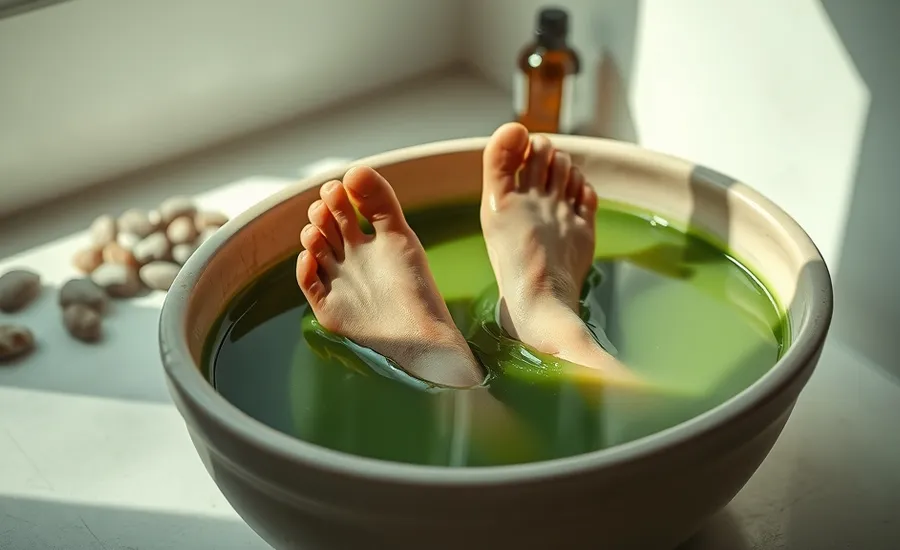 Bain de pieds à l'argile verte : soulagez vos pieds gonflés naturellement
